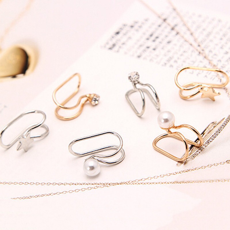 Set 2 Khuyên Vành Tai Hình Ngôi Sao Đính Đá Xinh Xắn Thời Trang