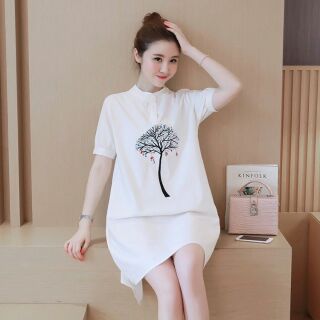 Đầm suông in hình cây