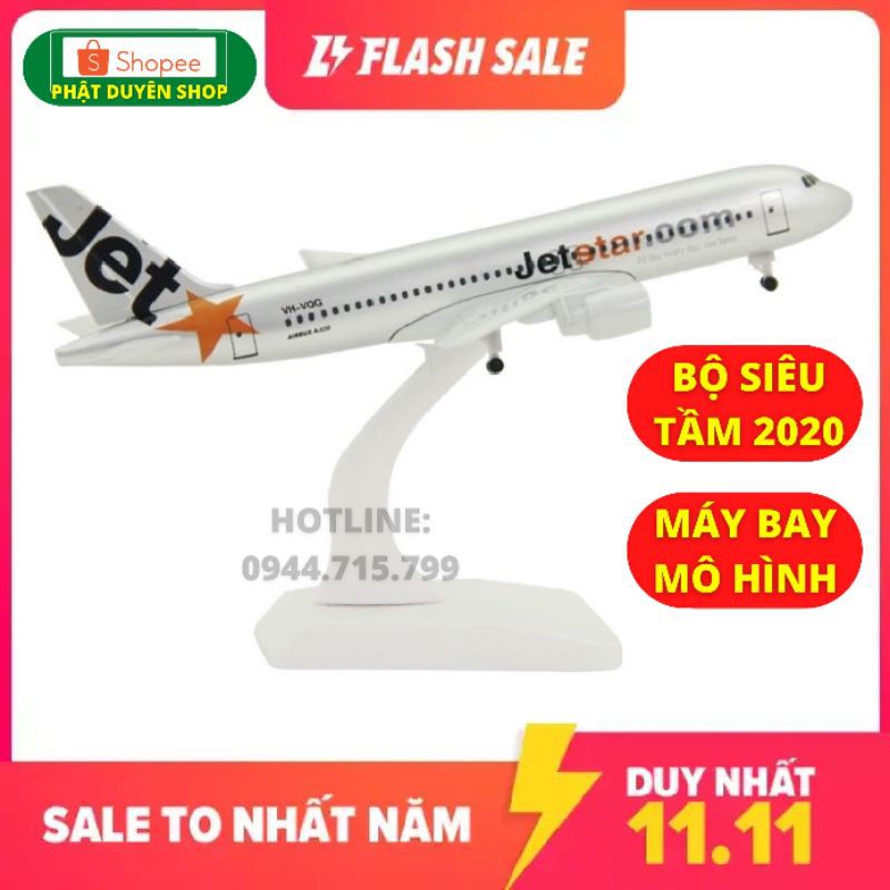 Máy bay JetStar kim loại mô hình  có bánh + Đế trưng bày