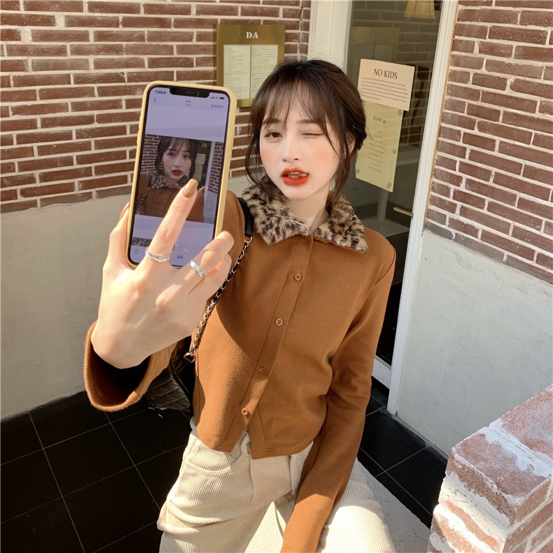 Áo Cardigan Dệt Kim Tay Dài Họa Tiết Da Báo Kiểu Hàn Quốc Cá Tính | BigBuy360 - bigbuy360.vn