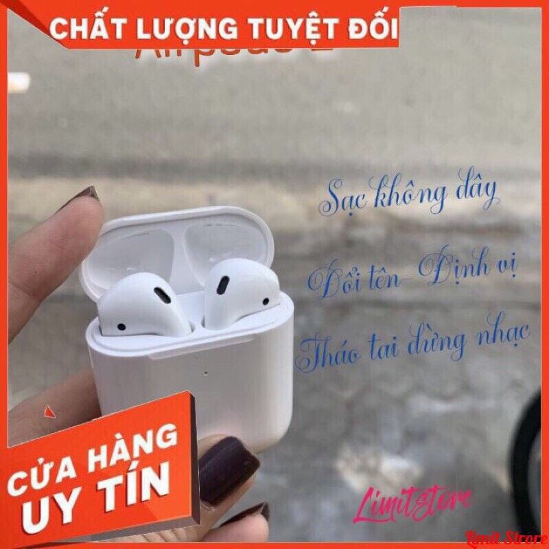 Tai nghe Bluetooth AIRPOD 2  dùng cho mọi dòng điện thoại bản full chức năng đổi tên, định vị. Bảo Hành 6T.