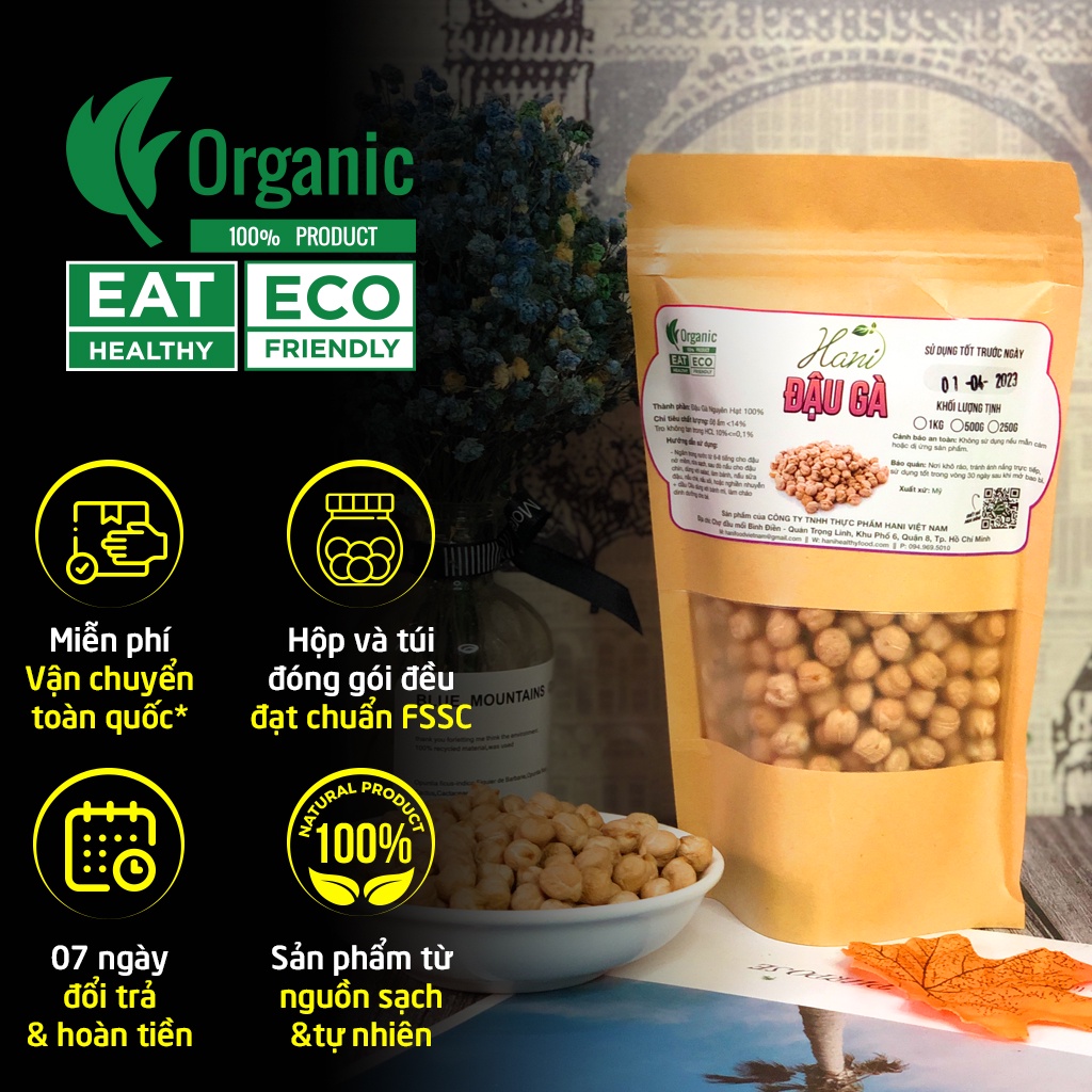 Đậu Gà Hữu Cơ Không Biến Đổi Gen Hàng Nhập Khẩu Mỹ/Argentina Dành Cho Bé Ăn Dặm 1kg 🌱 Hani Healthy Food