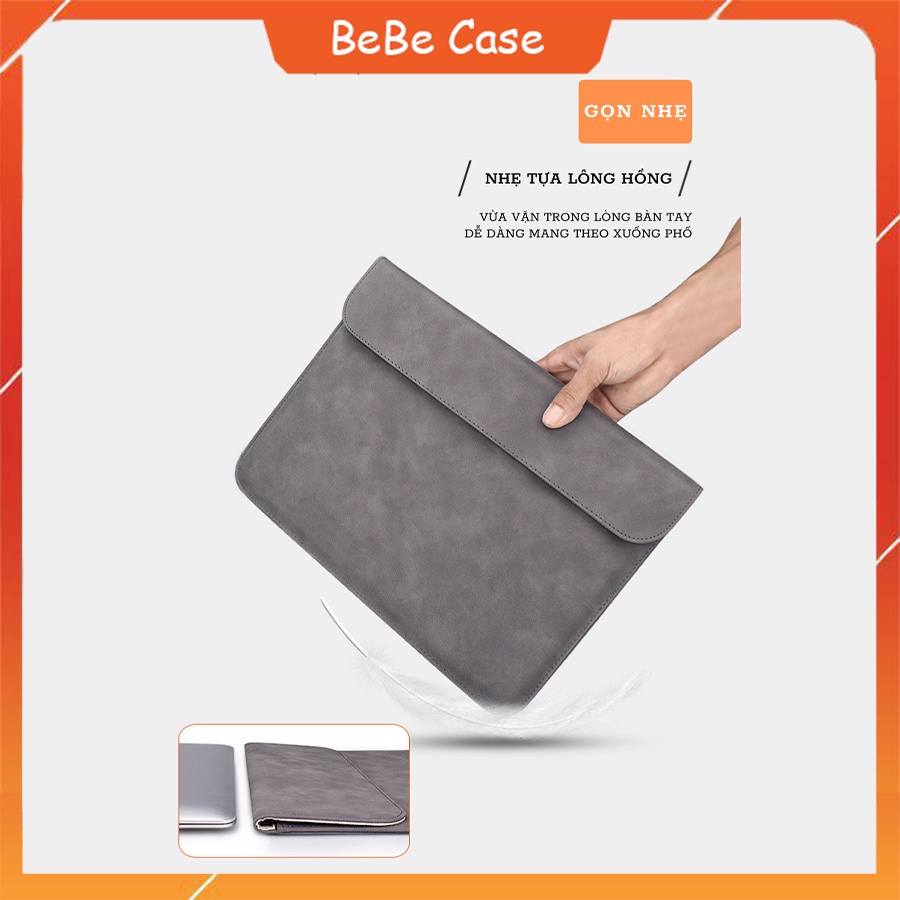 Túi Laptop/ Macbook da cao cấp 1 ngăn chống thấm miệng ngang - Chống thấm nước - Êm ái cực kỳ