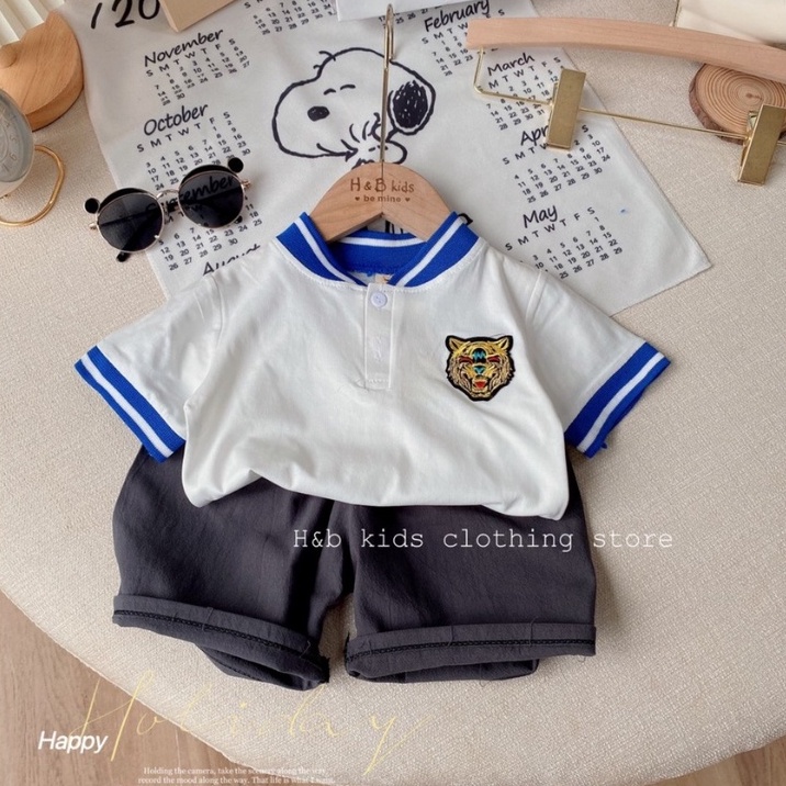 Bộ quần áo, Sét ÁO THUN COTTON TÀU+QUẦN ĐŨI CARA bé trai 8-27kg