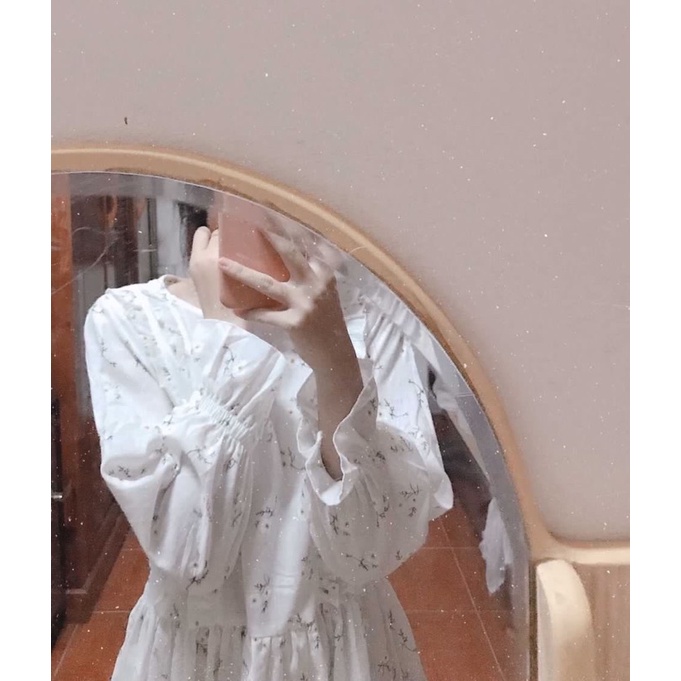 Pass váy Mint hoạ tiết hoa nhỏ xinh dáng babydoll có dây thắt eo