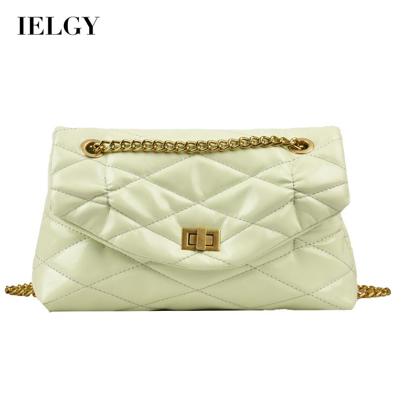 Túi Đeo Vai Họa Tiết Hình Thoi Màu Đen Phối Dây Xích Thời Trang Cho Nữ