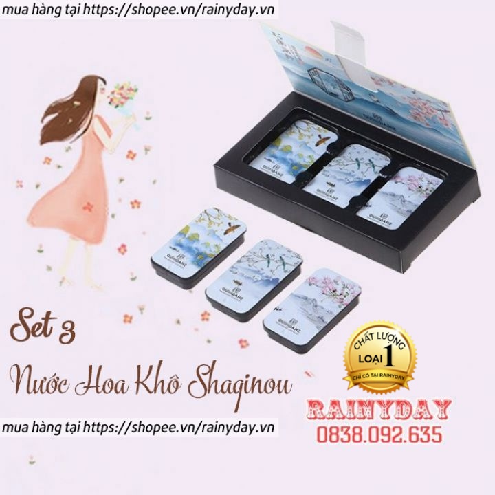 Nước hoa khô 3 hộp nước hoa sáp mini cho nữ dạng sáp thơm lâu