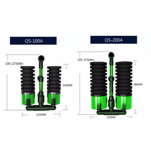 Lọc vi sinh qs100a - qs200a có chứa VLL - sủi vi sinh bio bể cá
