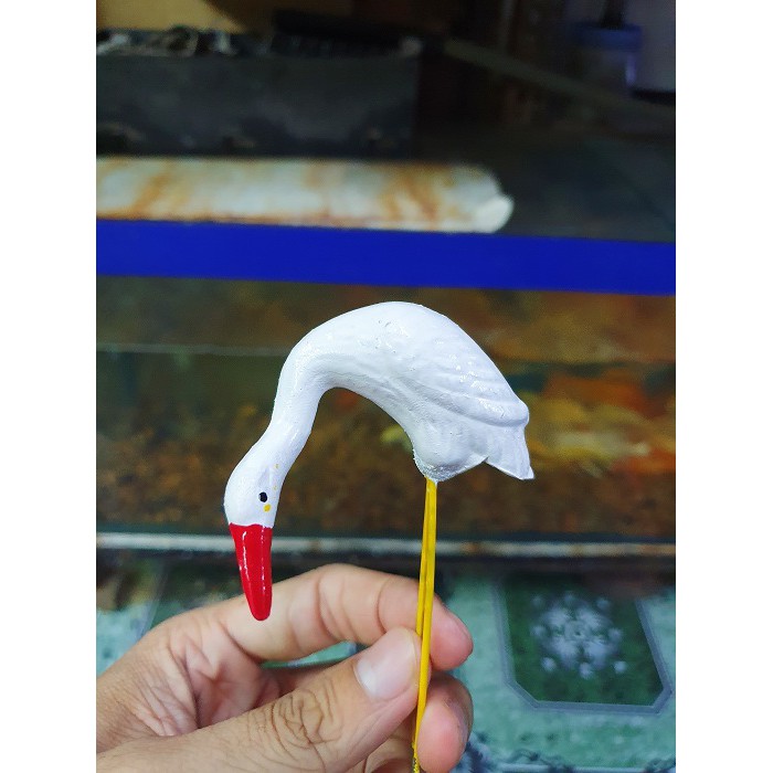 CẶP CÒ SÀNH TRANG TRÍ HỒ CÁ NON BỘ CAO 13CM