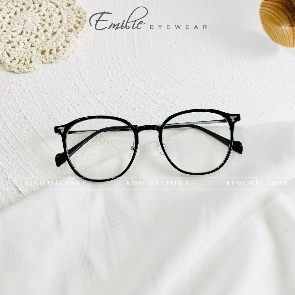 Gọng kính tròn bầu nhựa dẻo nhẹ kết hợp kim loại Emilie eyewear phụ kiện thời trang 01247