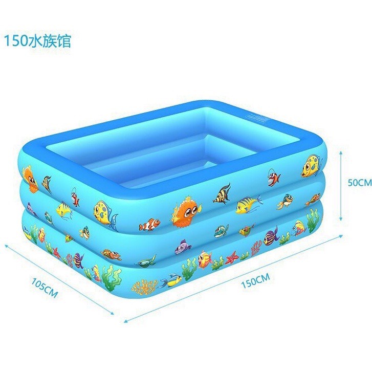 Bể bơi cho bé tại nhà ,bể bơi 3 tầng loại dày ( Tặng miếng dán )