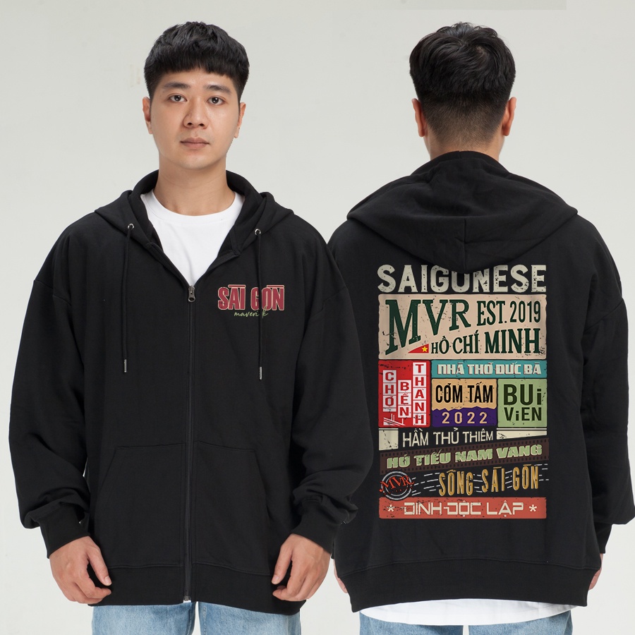 Áo khoác hoodie zip dây kéo chống nắng Saigonese Sài Gòn Long An Đồng Tháp Tiền Giang An Giang Bến Tre Miền Nam