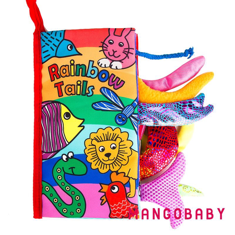 Sách tranh có các đuôi động vật 3D bằng vải mềm bằng tiếng Anh cho trẻ em