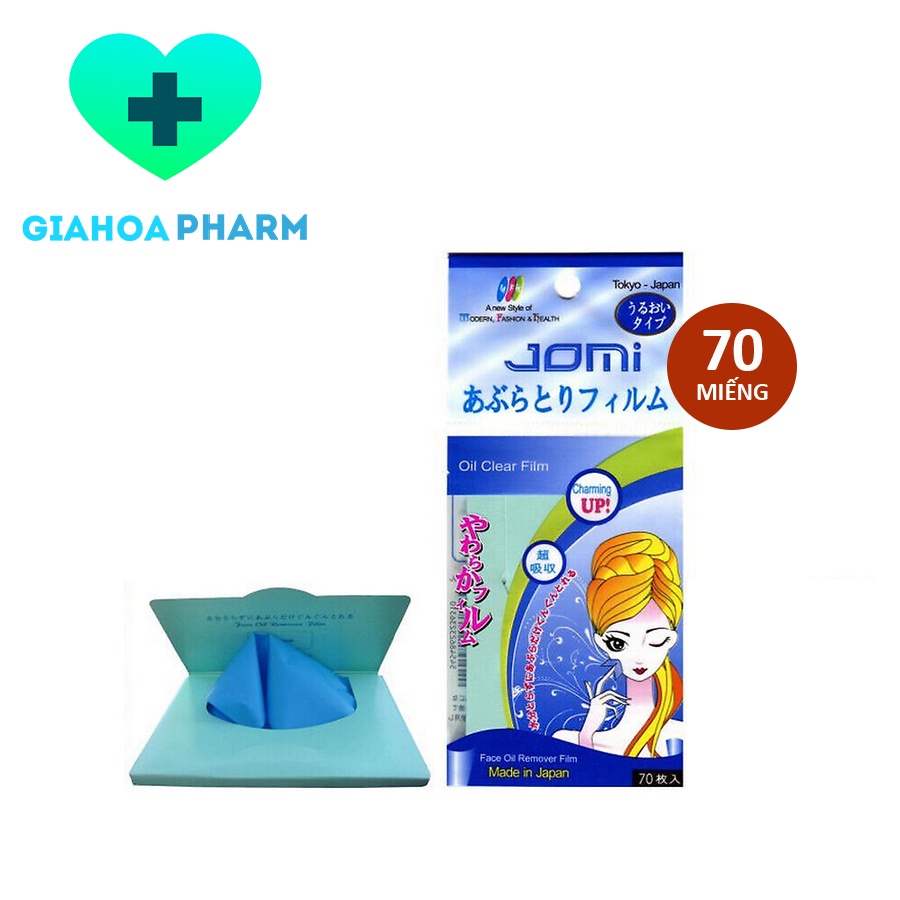 Phim thấm dầu Jomi (Nhật Bản) giúp da sạch nhờn, dầu, bụi bẩn, bảo vệ trang điểm - Gói 70 miếng [film, giấy thấm dầu]