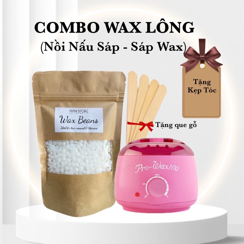 [TẶNG QUE GỖ] COMBO SÁP WAX LÔNG GỒM SÁP WAX VÀ NỒI NẤU SÁP PRO 100 MÀU NGẪU NHIÊN