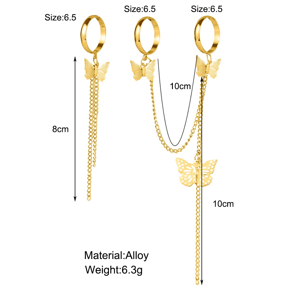 Nhẫn Hình Bướm Phối Dây Xích Thời Trang Hàn Quốc Cho Nữ