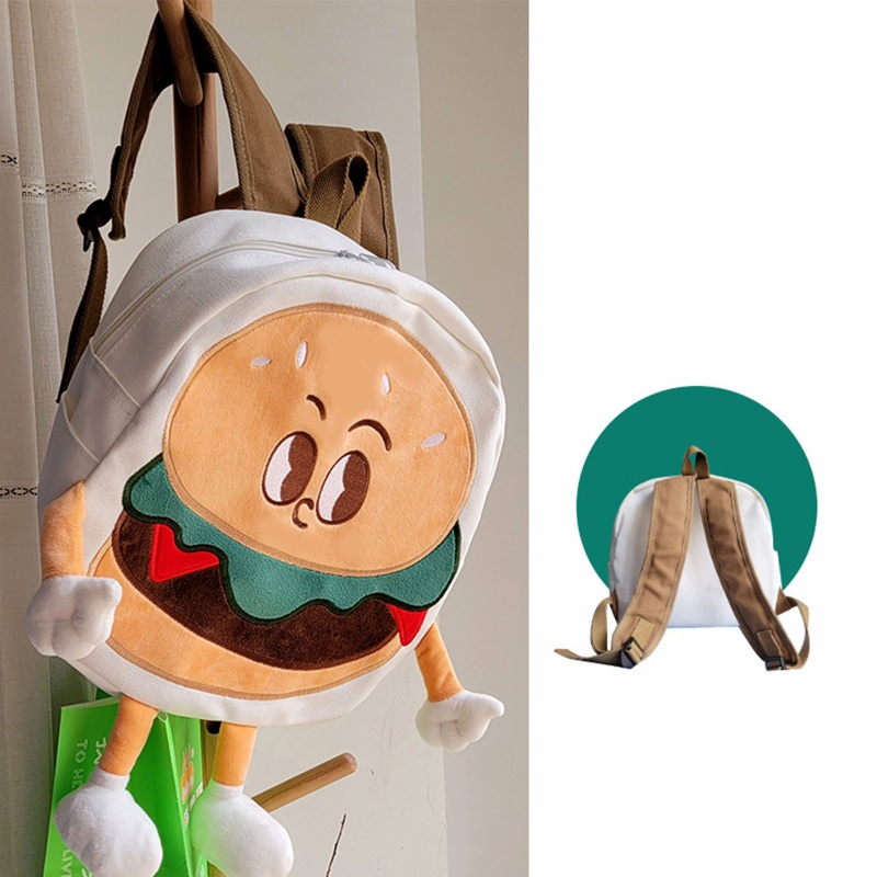 Ba Lô Canvas Sức Chứa Lớn Hình Hamburger Cho Nữ