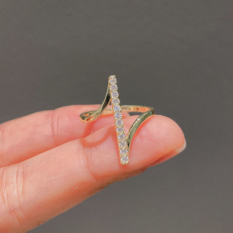 Nhẫn Nữ Kim Loại Tạo Hình Chữ Z Đính Đá Thời Trang Phong Cách Hàn Quốc