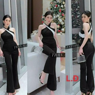 Jumpsuit nữ Mùa Hè Điệu Đà Dạo Phố Màu Săc Đen Kiêu Kỳ Phối Viền Trắng Tạo Nét Dáng Ôm Ăn Vom Cực Xinh [ Phù Hợp Cho Bán