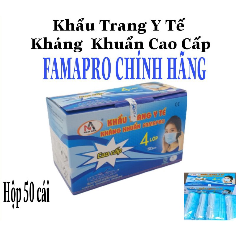 [Chính Hãng] Hộp 50 cái Khẩu trang y tế Famapro 4 lớp Xanh - Nam Anh Cô Gái | BigBuy360 - bigbuy360.vn