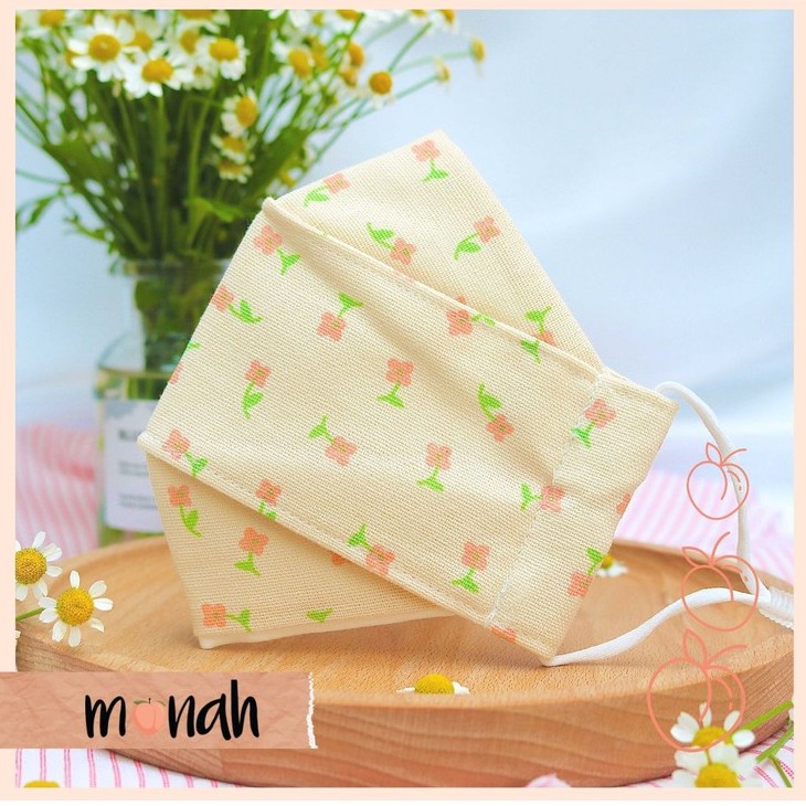 Khẩu trang vải kháng khuẩn linen cotton 3 lớp nhiều màu hoa nhí cổ điển dễ thương
