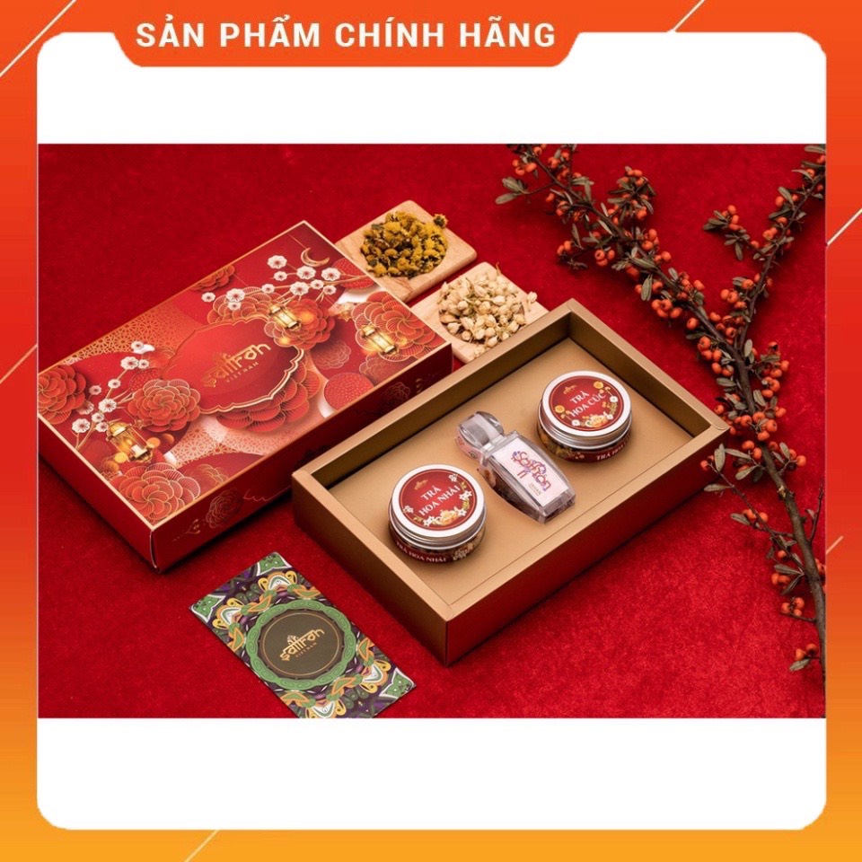 Set quà 2022 Nhụy hoa Nghệ tây Saffron kèm táo đỏ và trà hoa cao cấp