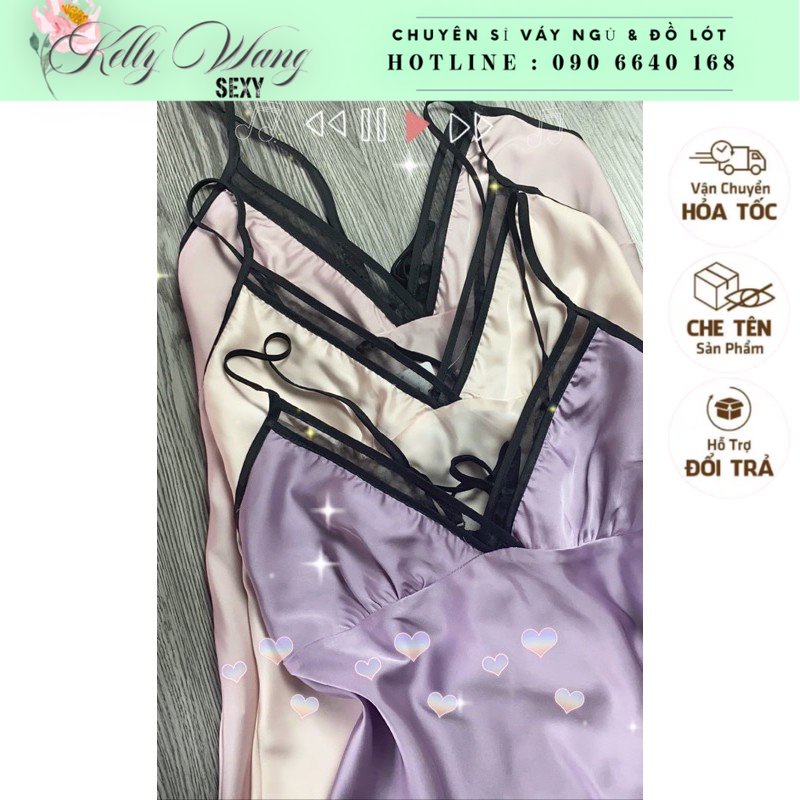 kèm ảnh thật - Sx532 bộ ngủ 2 dây lụa satin ( có muốt ngực)- đồ ngủ quyến rũ - KELLYWANG