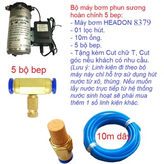 Bộ máy bơm phun sương hoàn chỉnh có 5 đầu béc dùng máy HDEADON 8379