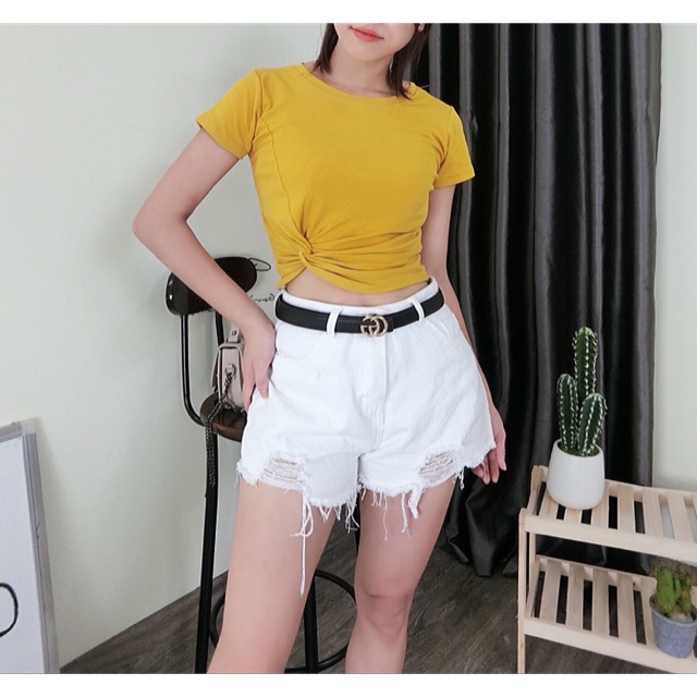 Áo xoắn eo bên sườn chất zip hottrend