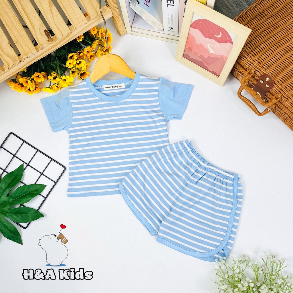 [Bé 19-32kg] Bộ tay ngắn quần đùi thun lạnh sọc dệt cho bé trai bé gái từ 19-32kg