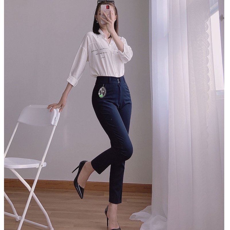 Quần tây công sở nữ lưng cao 2 nút 💯SIÊU ĐẸP💯 Kiểu quần baggy,vải tuyết mưa | BigBuy360 - bigbuy360.vn