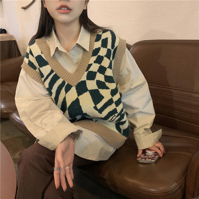 Set Áo Sơ Mi Dài Tay + Áo Khoác Ghi Lê Thời Trang Nữ