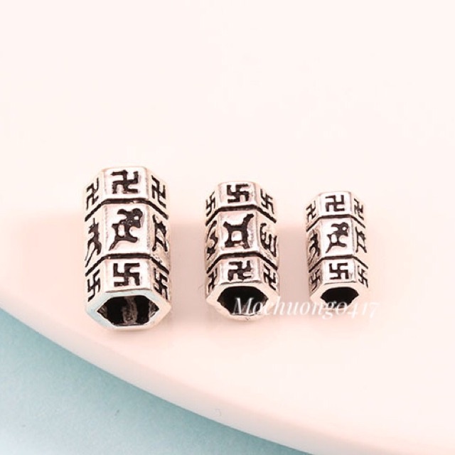 [GIÁ BUÔN] Charm ống bạc khắc chú hình trụ - Hàng bạc loại 1 siêu đẹp PH612