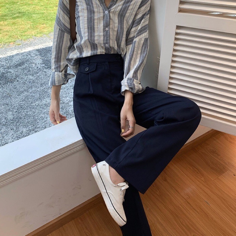 [Mã SKAMFSW175 giảm 10K đơn 50K] [Hình thật độc quyền TOS.CLOSET] Quần tây ống rộng ulzzang nắp túi bên