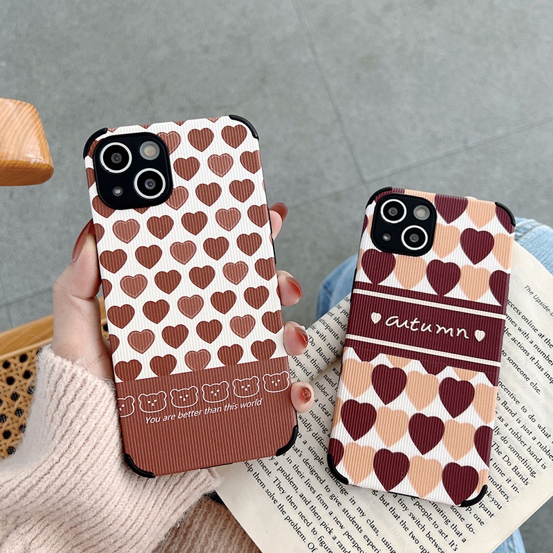 Ốp điện thoại mềm hình trái tim nâu cho REALME C11 XT 5 5PRO 5S 5I 6I 7I C3 7 7PRO 6 6PRO 3 C25 C15 C12 C20 C17 PRO