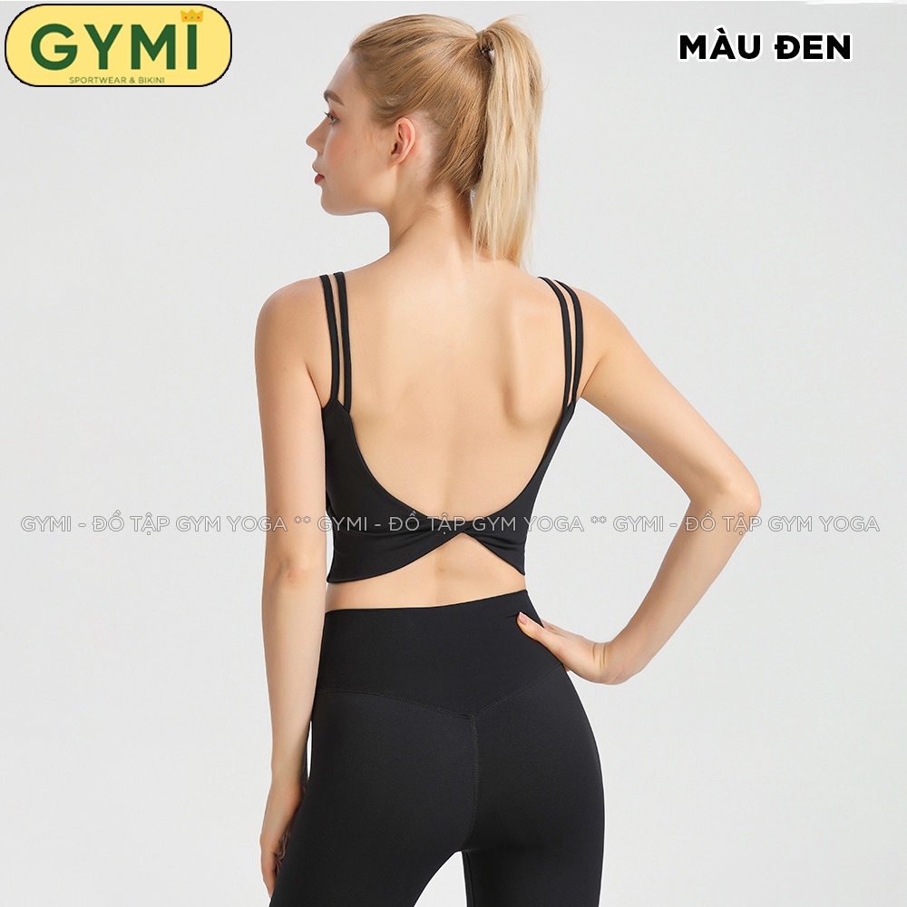 Áo bra tâp gym yoga nữ GYMI AL34 dáng lưng xoắn thể thao chất thun poly lạnh mát co giãn nâng ngực