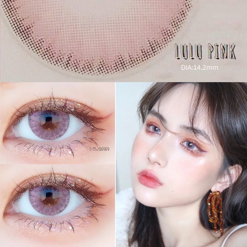 Set 2 Kính Áp Tròng Màu Hồng LULU Pink / Favor 0.00 -8.000 Độ【W/Freebies W/O Solution】