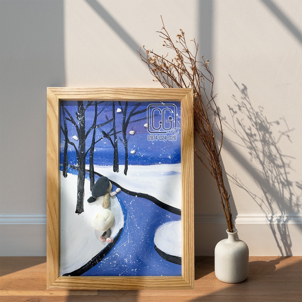 Tranh treo tường trang trí CHIGI ART handmade quà tặng ý nghĩa từ sỏi