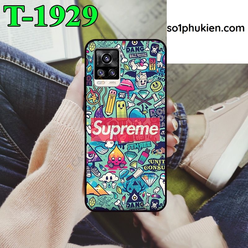 Ốp lưng kính Vivo V20, V20 2021 hình supreme