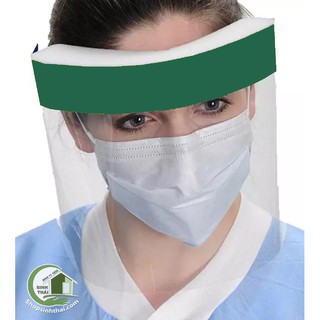 Tấm che mặt bằng kính - mặt nạ kính bảo vệ sức khỏe màu xanh lá cây