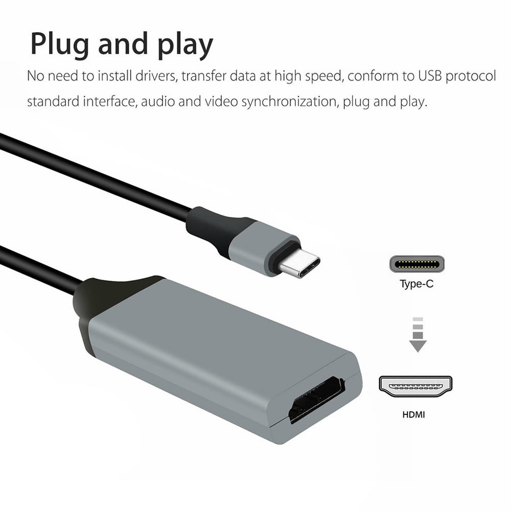 Cwxuan USB Type-C to HDMI Adapter, USB 3.1 USB-C to HDMI Adapter Male to Female Converter