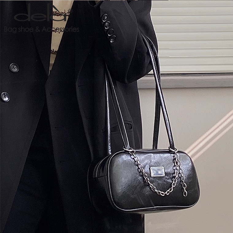 Dela Túi Đeo Chéo Da Sáp Dầu Hình Vuông Cỡ Lớn Phong Cách Thời Trang Cho Nữ