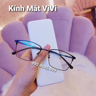 Gọng kính cận nam nữ dáng vuông chất liệu kim loại V9042, nhận cắt cận viễn loạn Kính mắt ViVi
