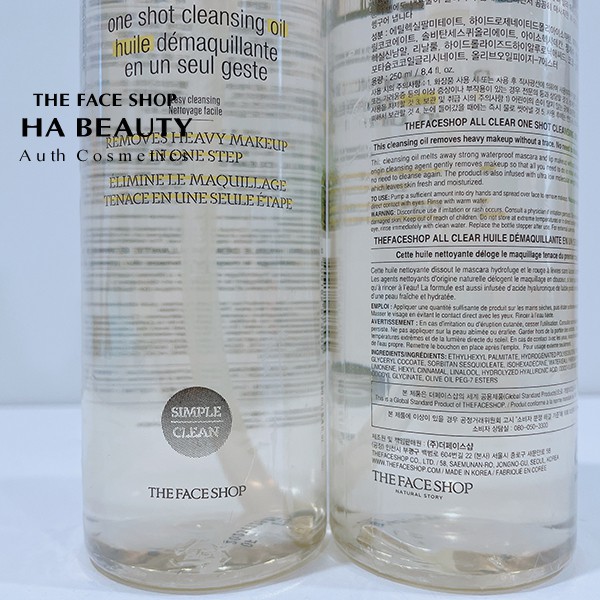 [AUTH] Dầu Tẩy Trang Đa Năng ALL CLEAR ONE SHOT CLEANSING OIL The Face Shop NATURALCOLLECTION
