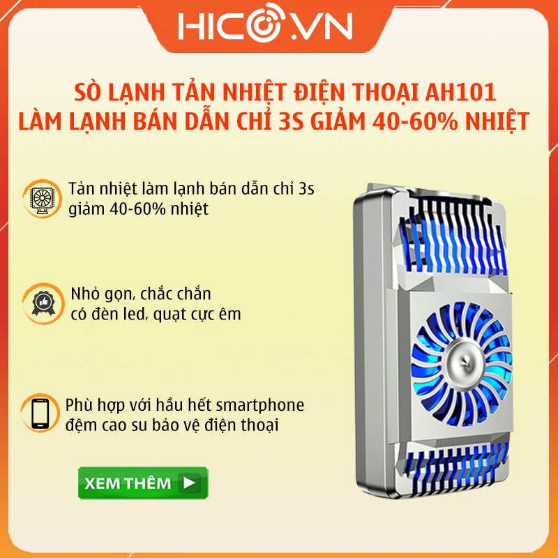 Quạt tản nhiệt điện thoại, Quạt tản nhiệt sò lạnh gaming X20, AH101 làm lạnh bán dẫn chỉ 3s, ổn định fps khi chơi game