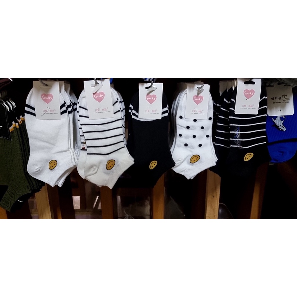 Tất nữ Vớ nữ cổ ngắn sọc ngang phong cách hàn quốc