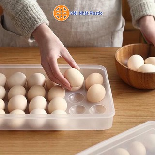 Hộp đựng trứng 24 quả có nắp đậy nhựa Việt Nhật, khay bảo quản trứng không bị vỡ chắc chắn