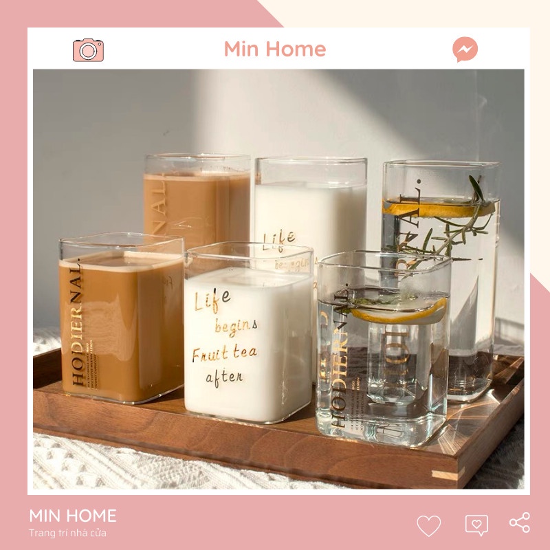 Cốc Thủy Tinh MẠ Chữ Vàng Sang Chảnh Cao Cấp Độc Đáo Ly Uống Nước Decor Trang Trí Minhome