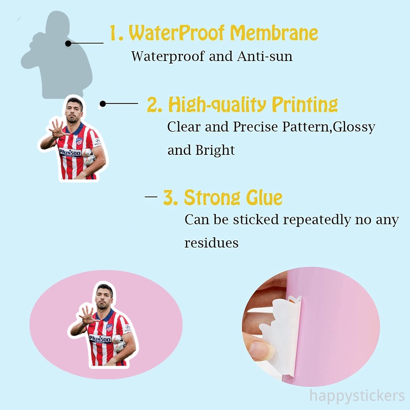 Set 50 Miếng Dán Hình Cầu Thủ Đá Bóng Chống Thấm Nước Trang Trí Laptop/ Notebook Hydroflask