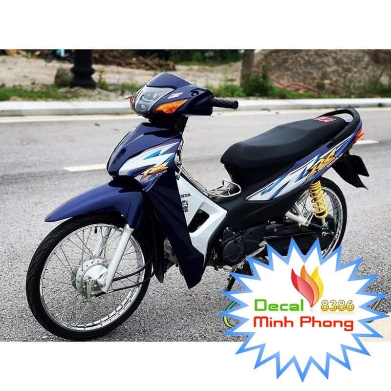 Tem rời xe Wave alpha RS 100-50cc xám xanh đậm in tặng kèm nhiều hình dán nhỏ